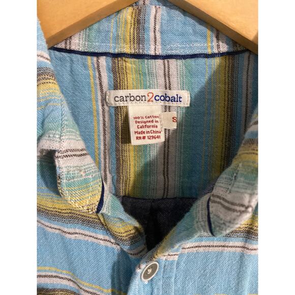 Carbon2cobalt button down shirt men’s size S blue striped cotton lined - Picture 3 of 4